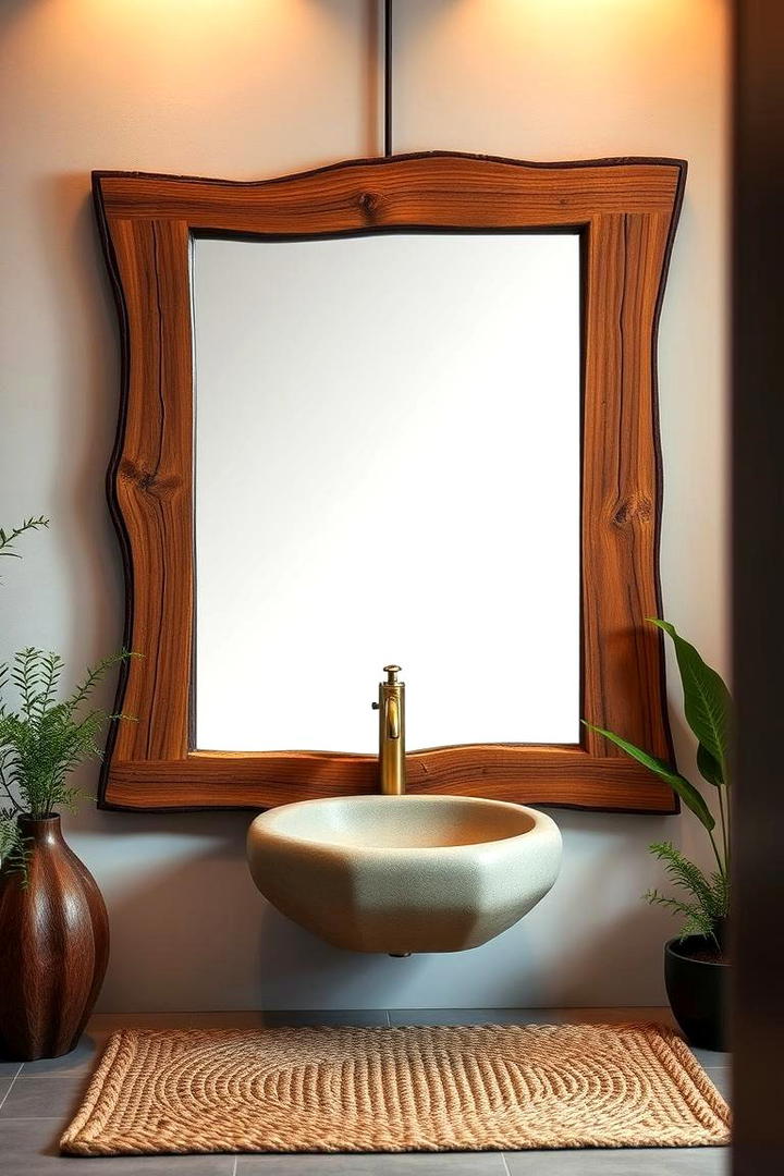 Rustic Wooden Framed Mirror - 21 Bathroom Mirror Ideas