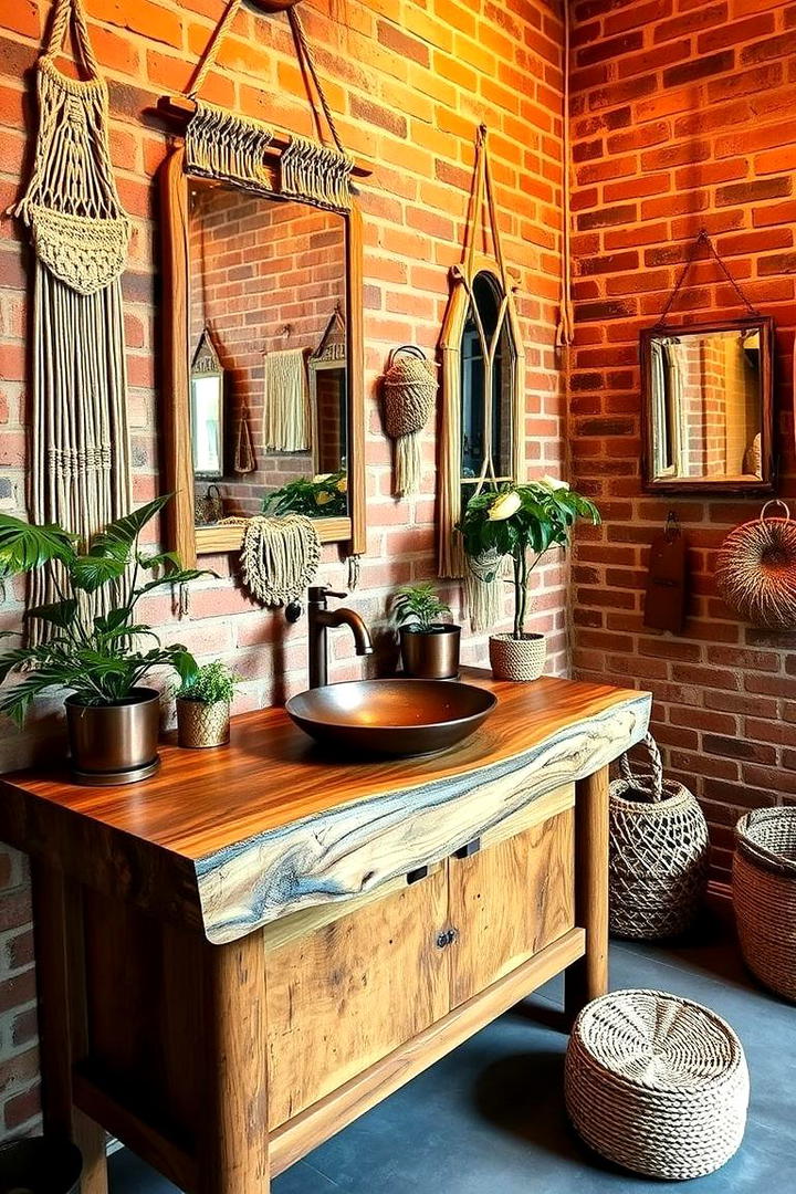 Rustic Wooden Vanity - 30 Boho Bathroom Ideas