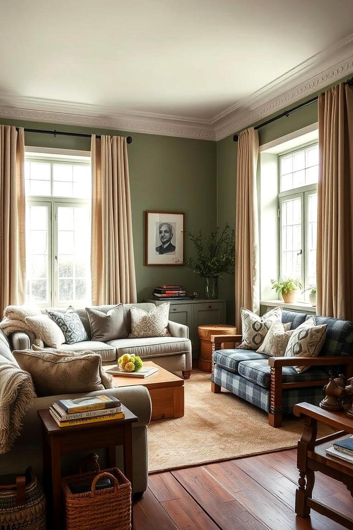 Sage Serenity with Textured Fabrics - 30 Rustic Sage Green Living Room Ideas