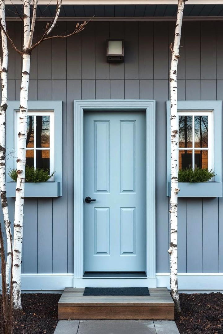 Scandinavian Simplicity - 30 Grey House With Blue Door Ideas