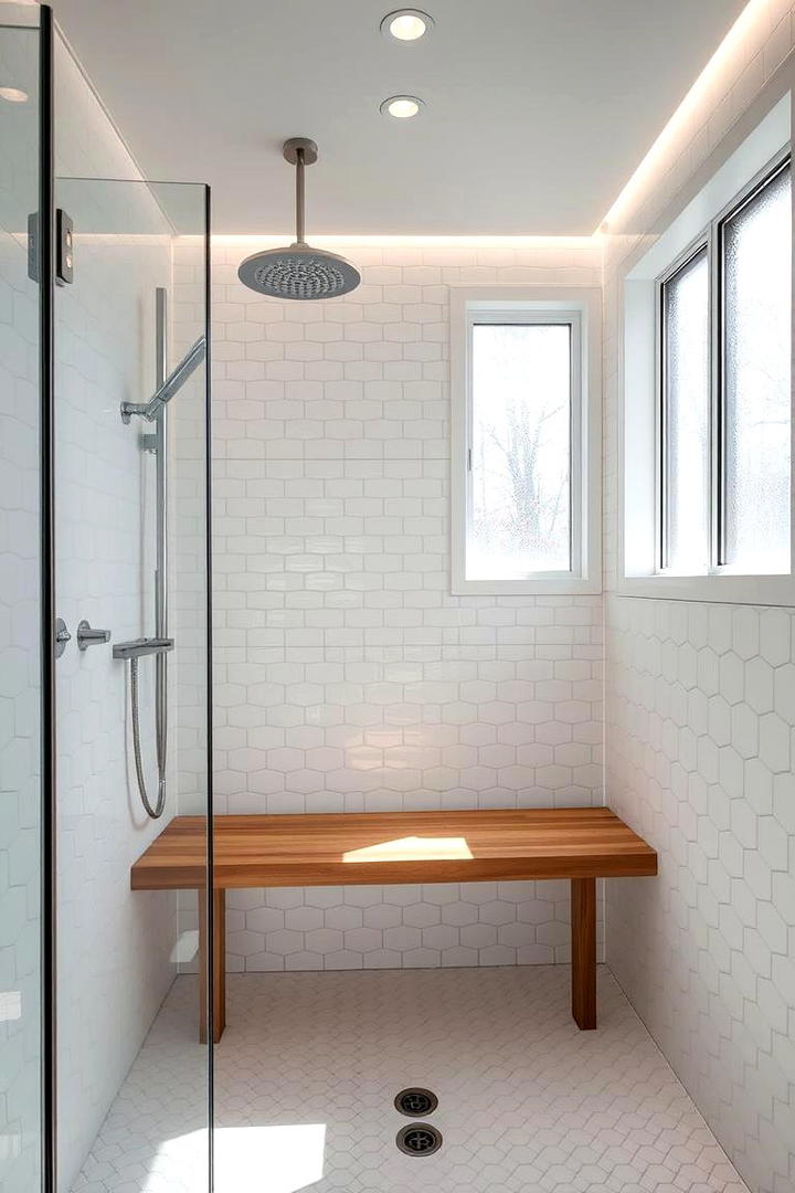 Scandinavian Simplicity Walk In Shower with Bench - 21 Walk in Shower Ideas With Bench