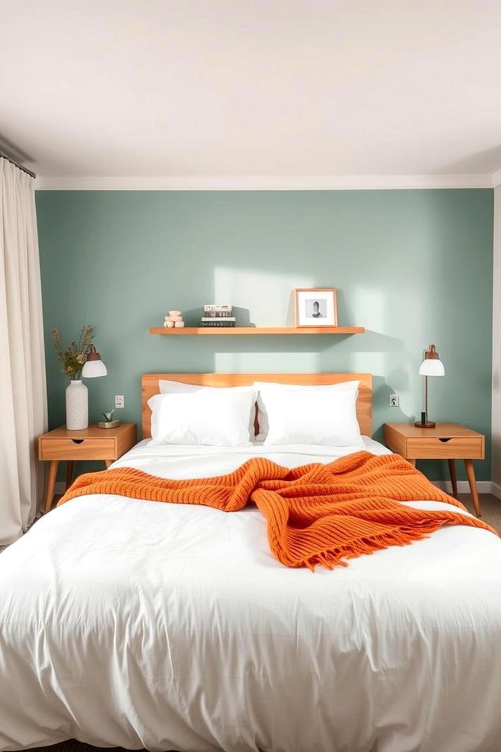 Scandinavian Teal and Orange Bedroom - 30 Teal and Orange Color Scheme for Your Rooms