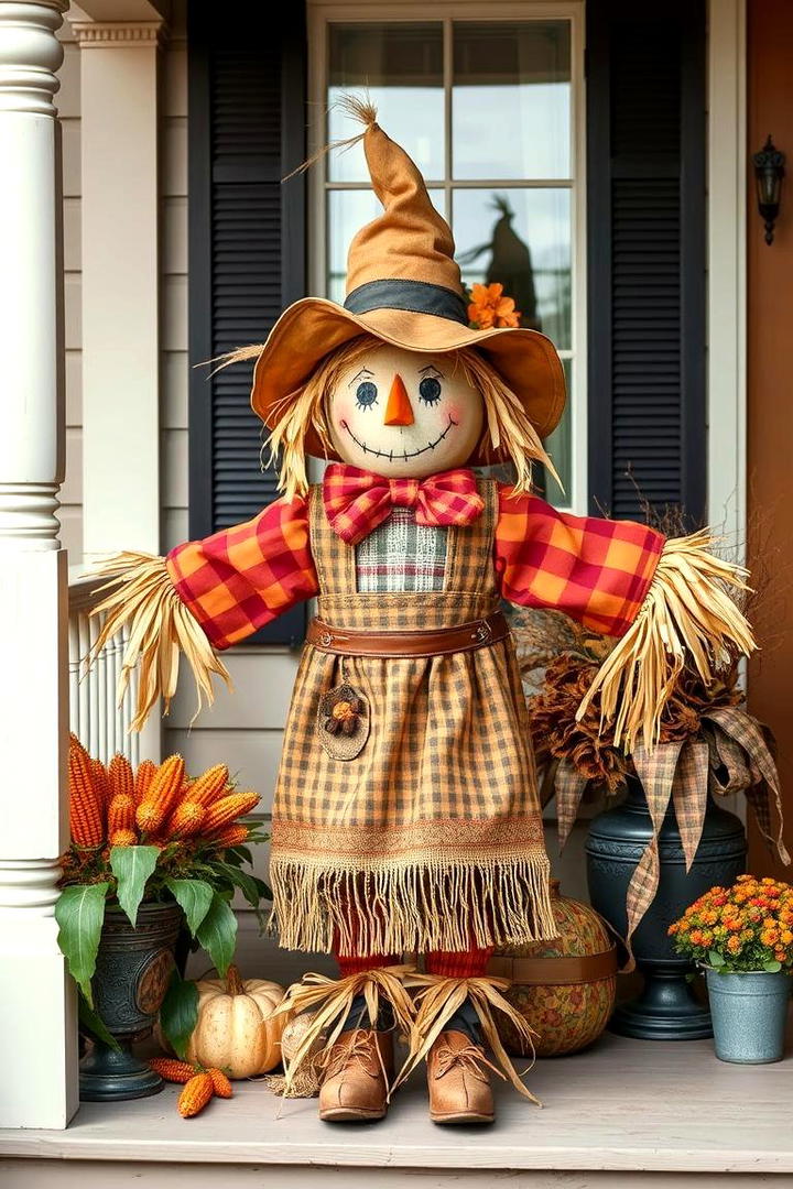 Scarecrow Porch Figures - 21 Fall Porch Decor Ideas