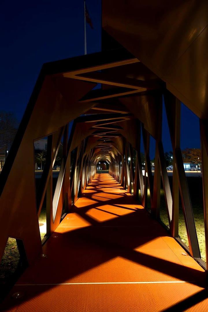 Sculptural Metal Walkway - 30 Covered Walkway Ideas