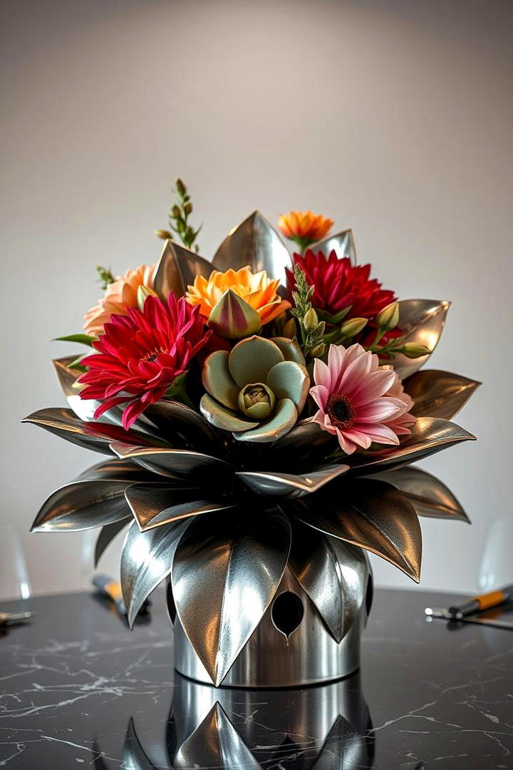 Sculptural Metallic Bloom - 30 Tall Wedding Centerpiece Ideas