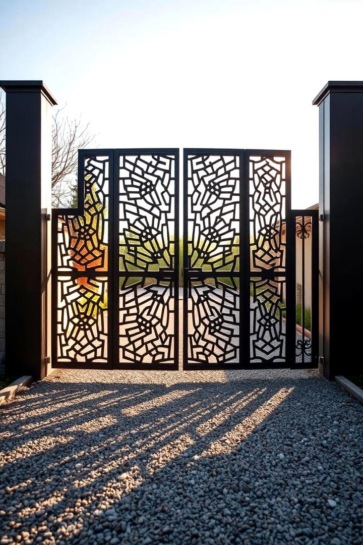 Sculptural Metalwork Entry - 30 driveway entrance ideas