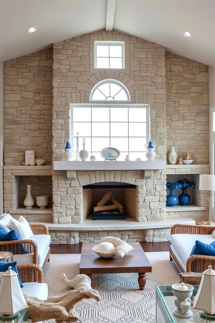 Seaside Coastal Vibe - 21 Stone Fireplace Ideas