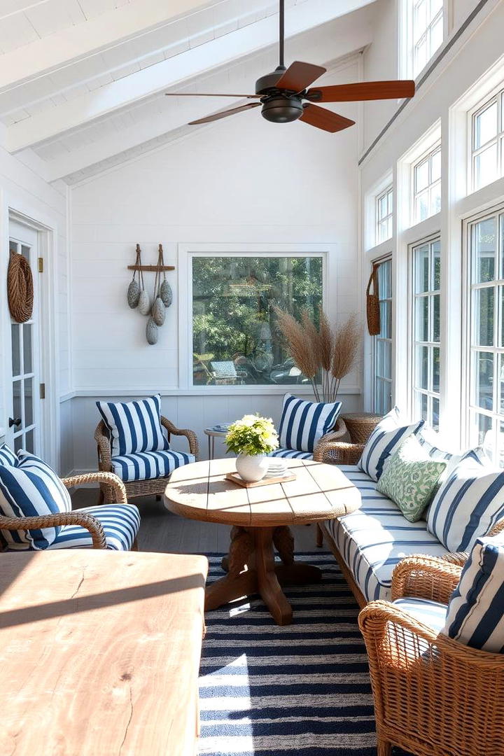 Seaside Inspired Sunroom - 30 Small Sunroom Ideas