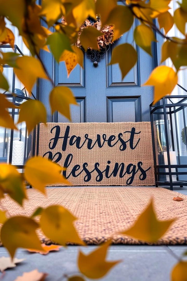 Seasonal Doormat Statement - 30 Friendsgiving Decor Ideas