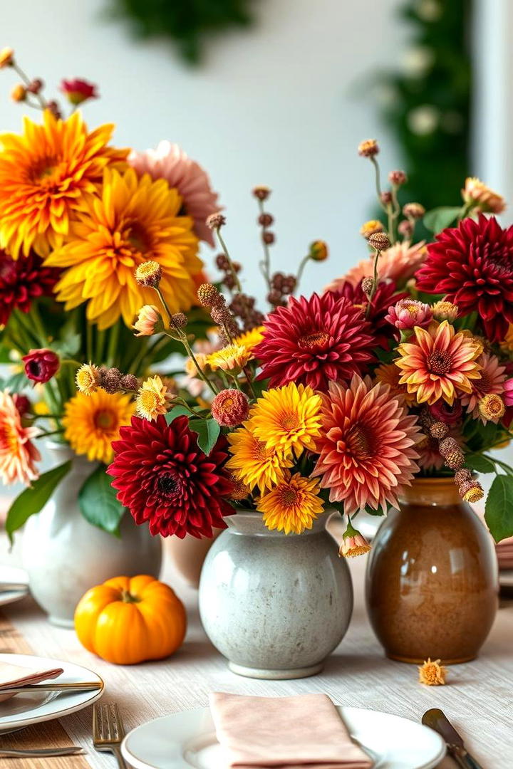 Seasonal Floral Arrangement - 21 Thanksgiving Table Settings