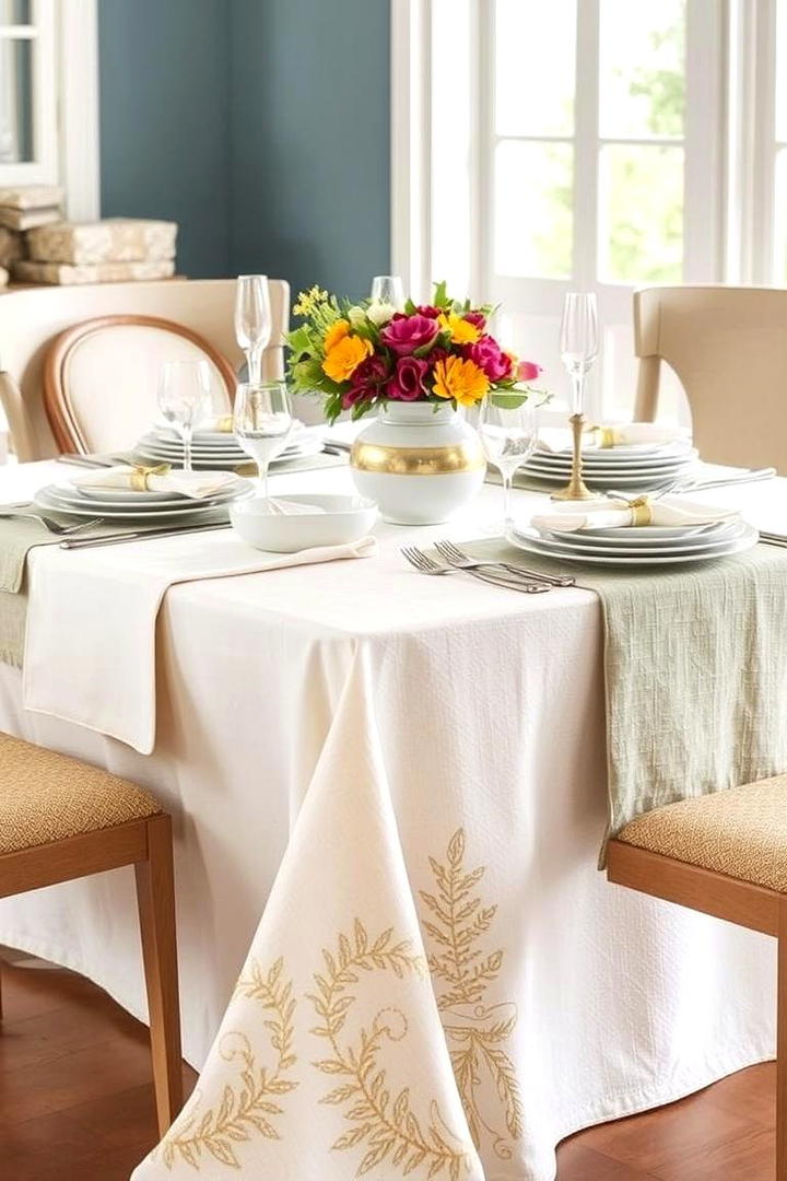 Seasonal Table Linen Elegance - 21 Dining Table Decor Ideas