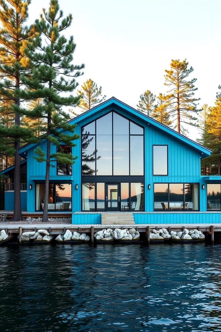 Serene Aqua Blue Harmony - 30 Lake House Exterior Colors Ideas