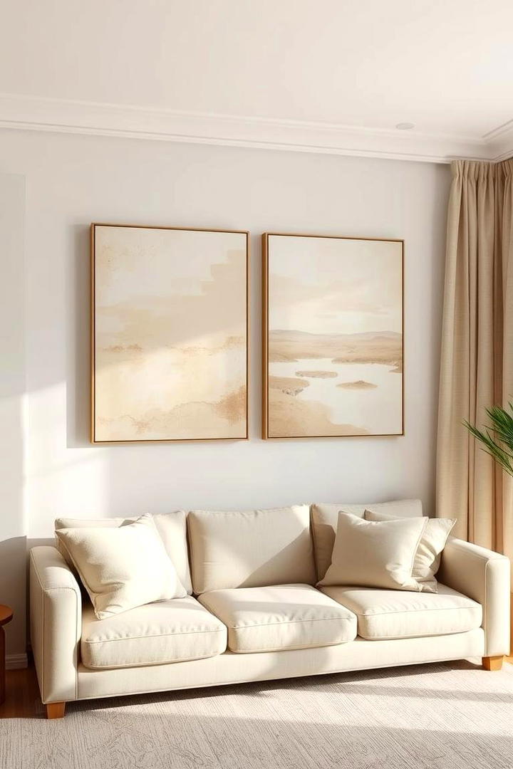 Serene Beige Art Displays - 21 Beige Living Room Ideas