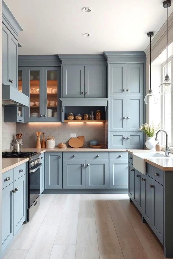 Serene Blue Retreat - 21 blue farmhouse kitchen cabinets