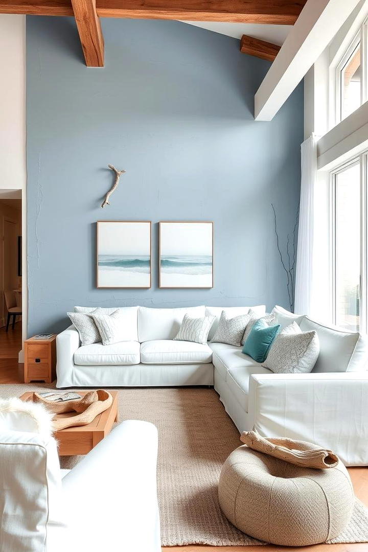 Serene Blue Tone Accent - 30 Living Room Accent Wall Ideas