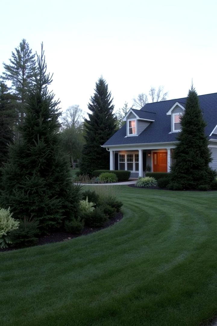 Serene Evergreen Landscape - 30 Front Yard Evergreen Landscaping Ideas