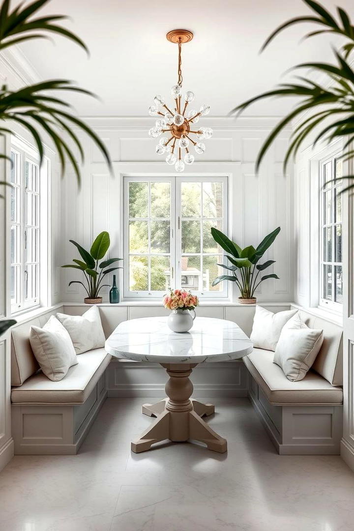 Serene White Dining Area - 21 White Kitchen Ideas