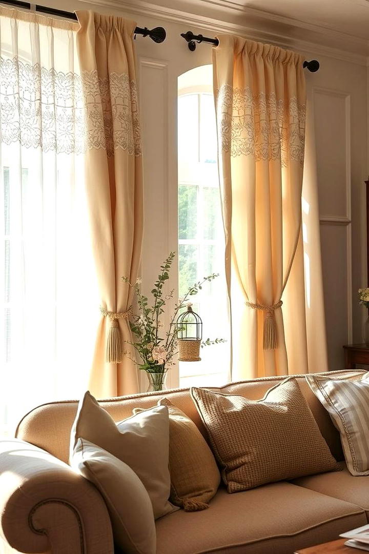 Shabby Chic Curtains - 30 Boho Farmhouse Decor Ideas