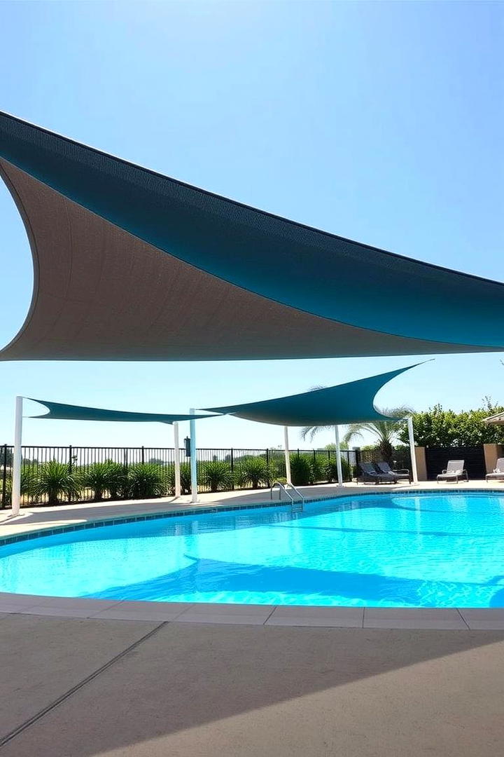 Shade Sails with Poles - 17 Pool Shade Ideas