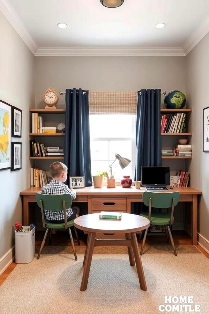 Shared Study Nook - 21 Boy and Girl Shared Small Room Ideas