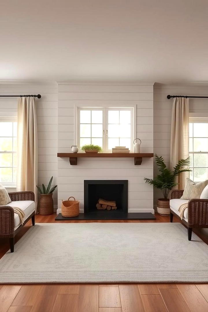 Shiplap Surround Accent - 30 Farmhouse Fireplace Ideas