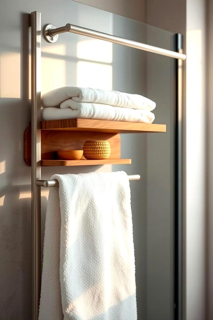 Shower Towel Bars with Shelves for Dual Functionality - 30 Shower Storage Ideas