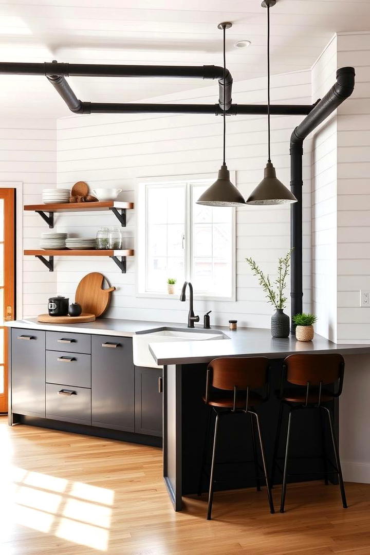 Simple Industrial Touches - 30 Scandinavian Kitchen Ideas