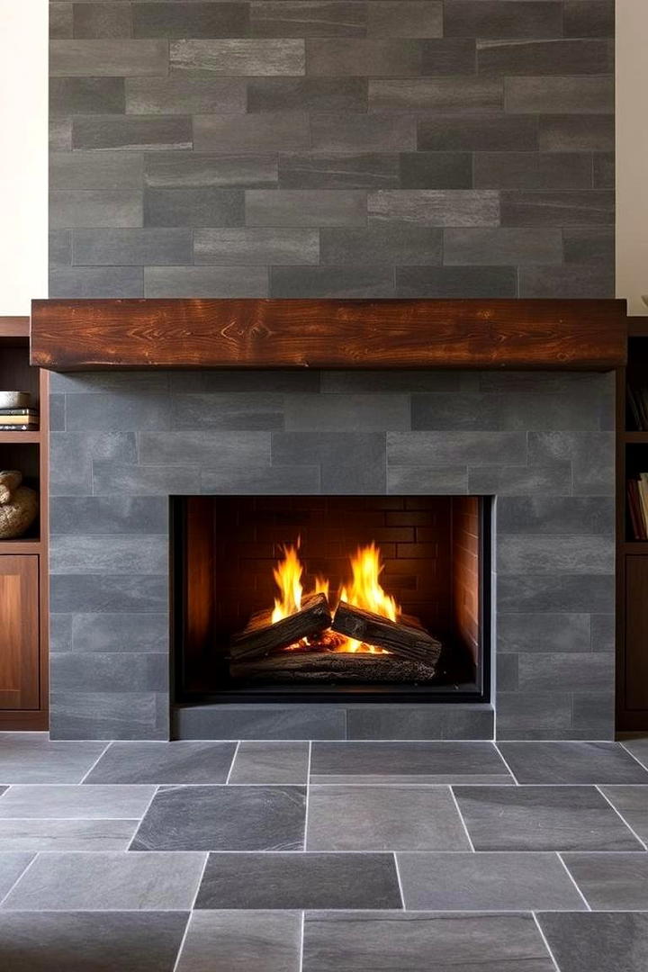 Slate Serenity - 21 Fireplace Tile Ideas