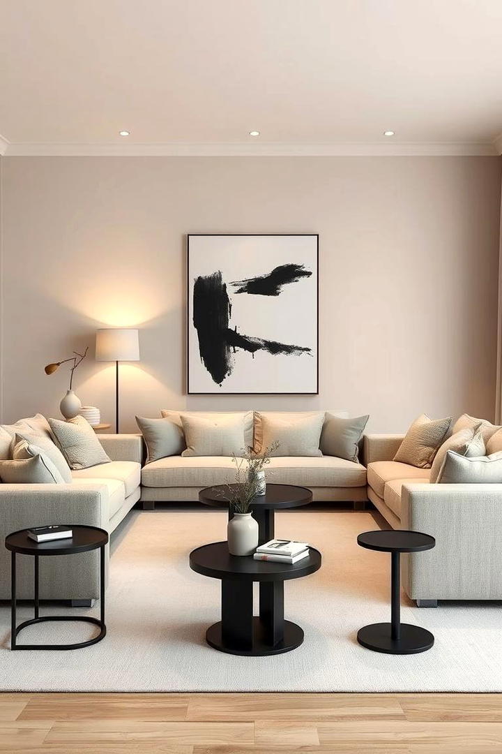 Sleek Beige Harmony - 30 Black and Beige Living Room Ideas