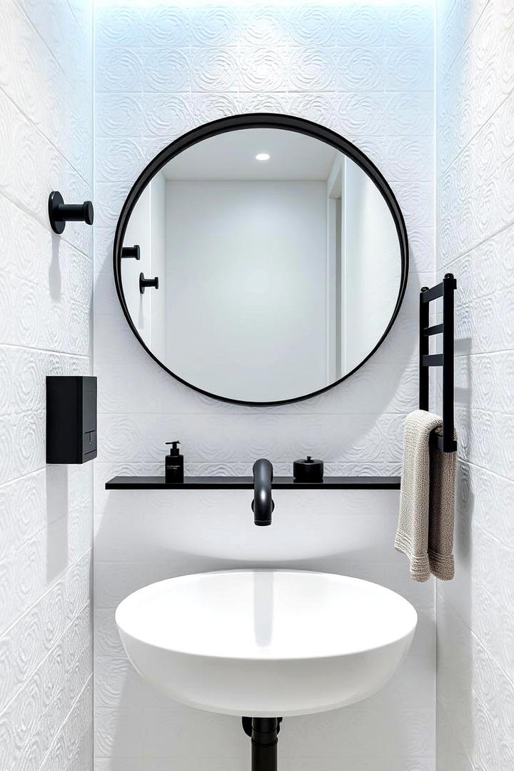 Sleek Black Accents - 21 Black and White Bathroom Ideas