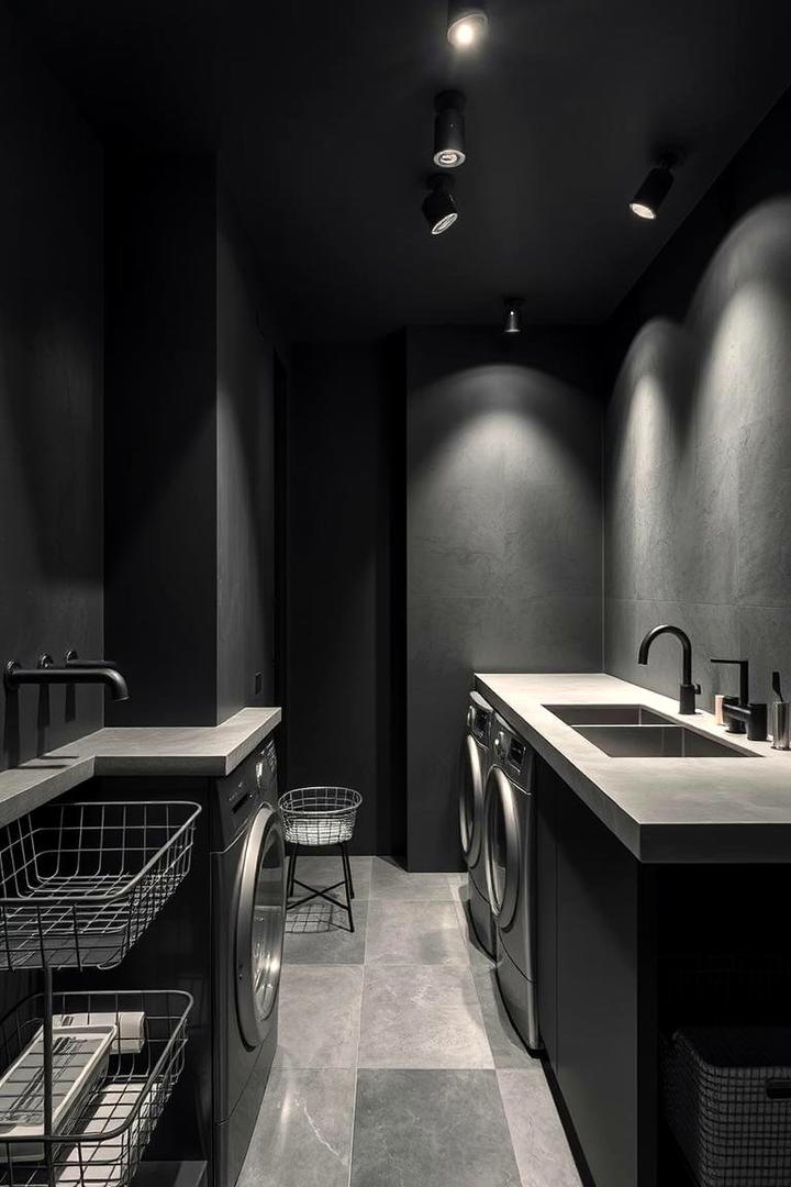 Sleek Charcoal Finish - 30 Laundry Room Paint Ideas