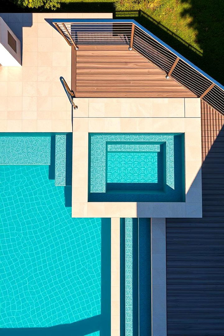 Sleek Designer Decking - 30 Rectangle Pool With Hot Tub