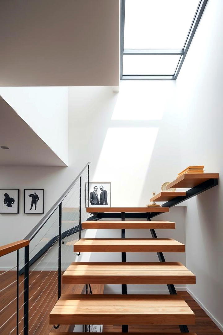 Sleek Floating Stair Landing - 30 Stair Landing Ideas