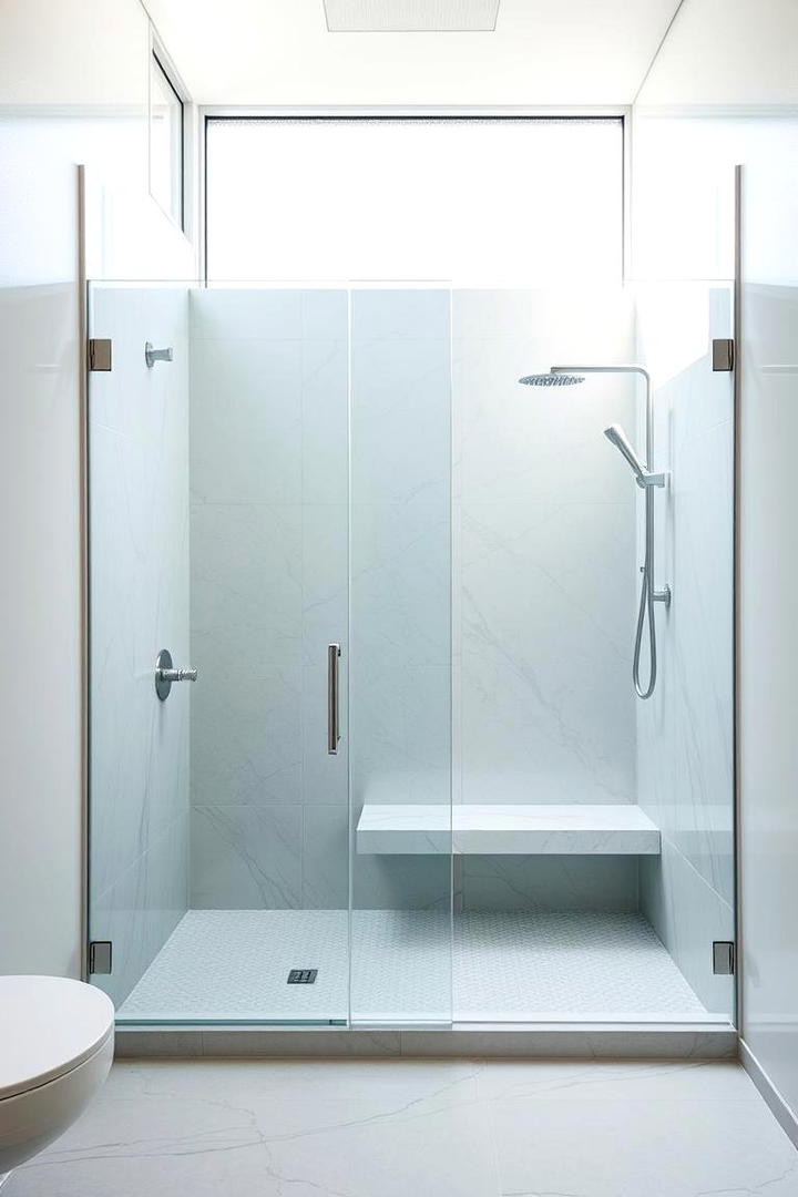 Sleek Glass Enclosed Walk In Shower with Bench - 21 Walk in Shower Ideas With Bench