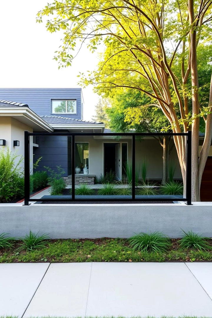 Sleek Glass Panel Fence - 21 Front Yard Fence Ideas