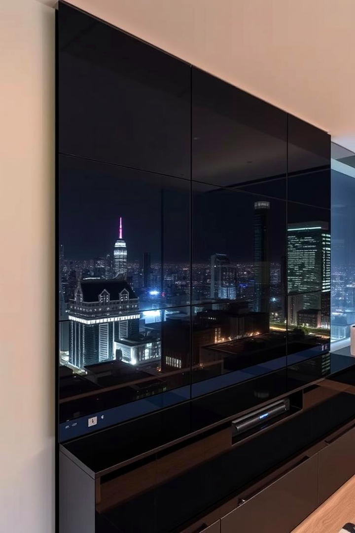 Sleek Glass TV Wall - 21 Tv Wall Ideas