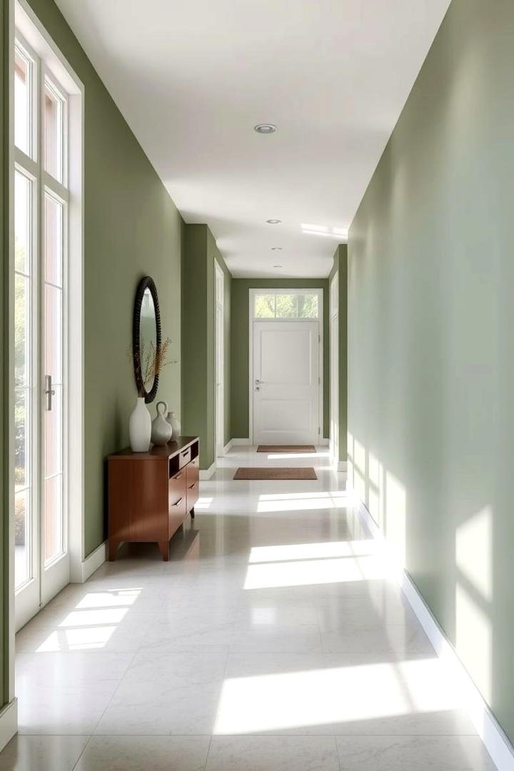 Sleek Hallway Transformation - 21 Sage Green Paint Color Ideas