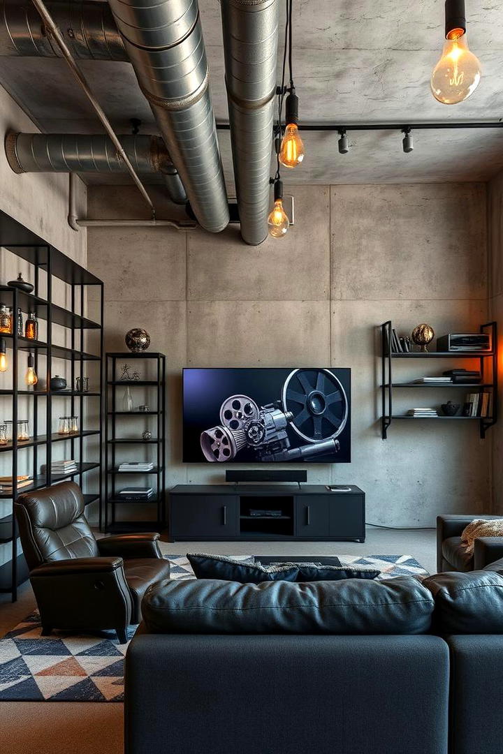 Sleek Industrial Tv Room - 21 Tv Room Ideas