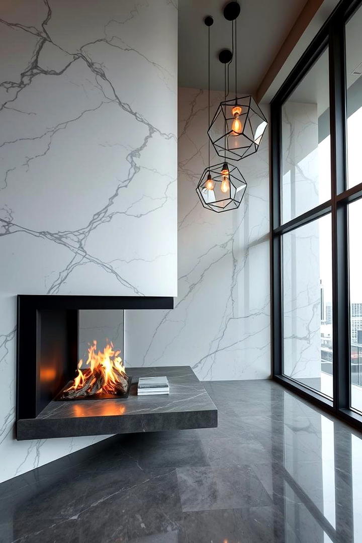 Sleek Metal Finishes - 21 Fireplace Decor Ideas