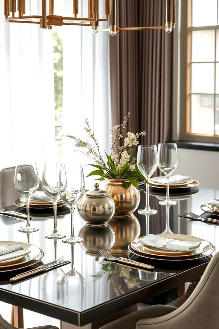 Sleek Metallic Accents - 21 Dining Table Decor Ideas