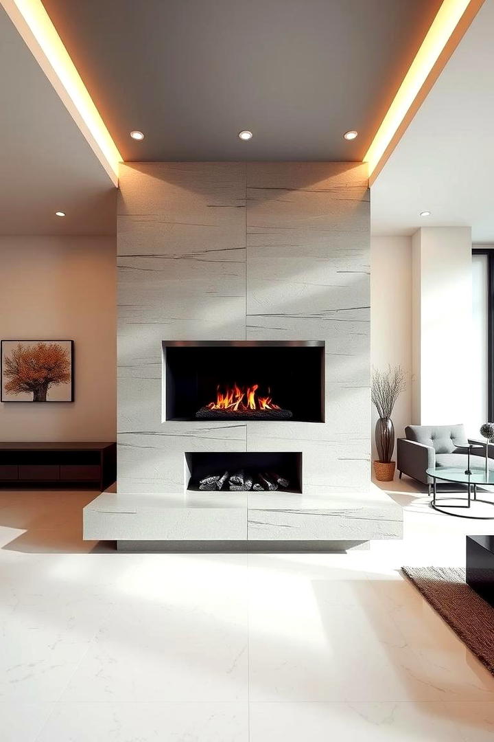 Sleek Minimalist Modern - 21 Stone Fireplace Ideas