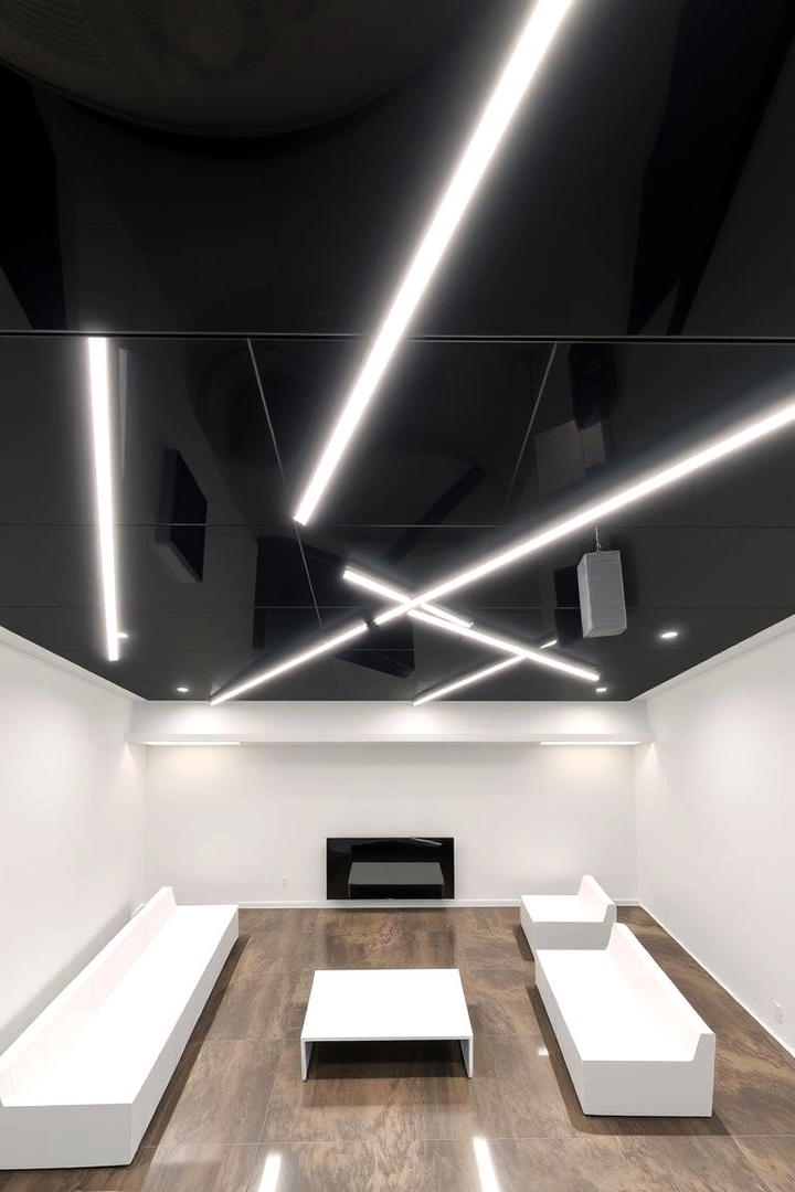 Sleek Modern Black Panels - 30 black ceiling ideas