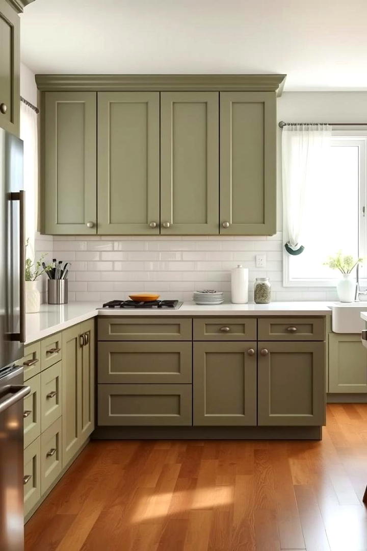 Sleek Sage Green Shaker Cabinets - 21 Green Kitchen Cabinet Ideas