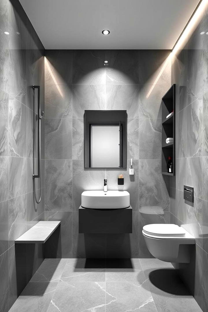 Sleek and Sophisticated Layout - 21 Grey Tile Bathroom Ideas