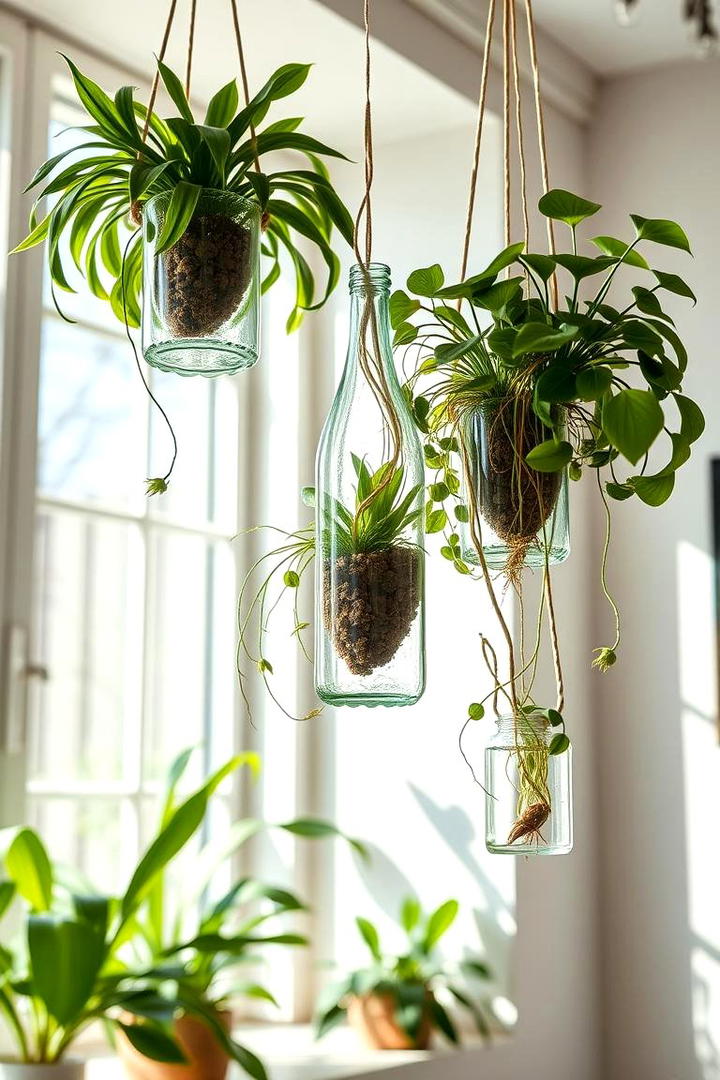 Small Indoor Garden with Recycled Bottles - 30 Budget Small Garden Ideas