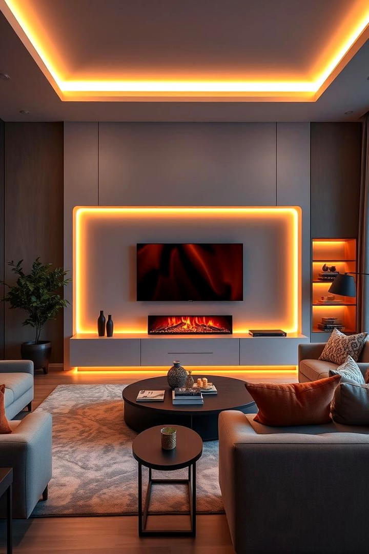 Smart Home Electric Fireplace with TV Above Setup - 30 Electric Fireplace Ideas With Tv Above