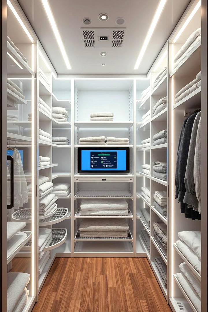 Smart Home Integration for Storage - 30 Linen Closet Organization Ideas