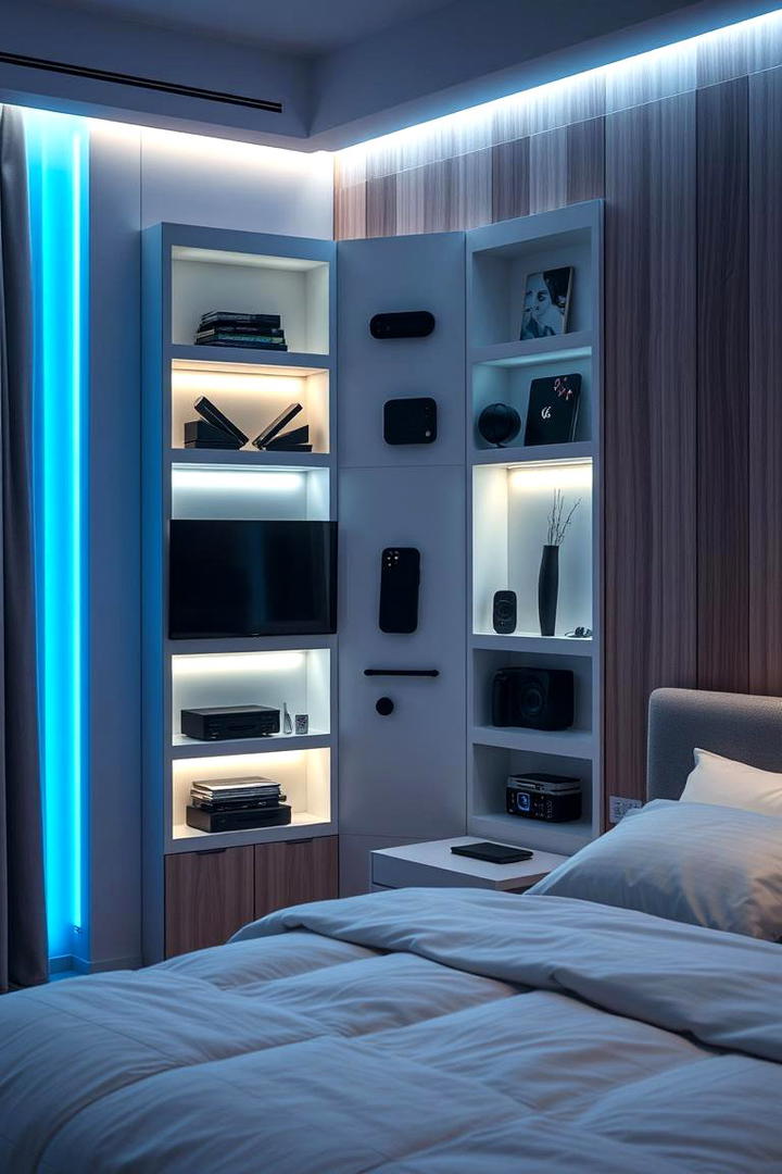 Smart Integrated System - 30 Bedroom Shelving Ideas