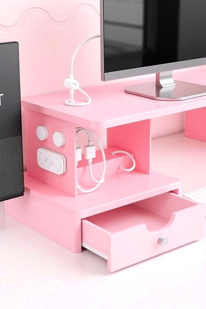 Smart Pink Desk Organizer - 30 Pink Gaming Setup Ideas