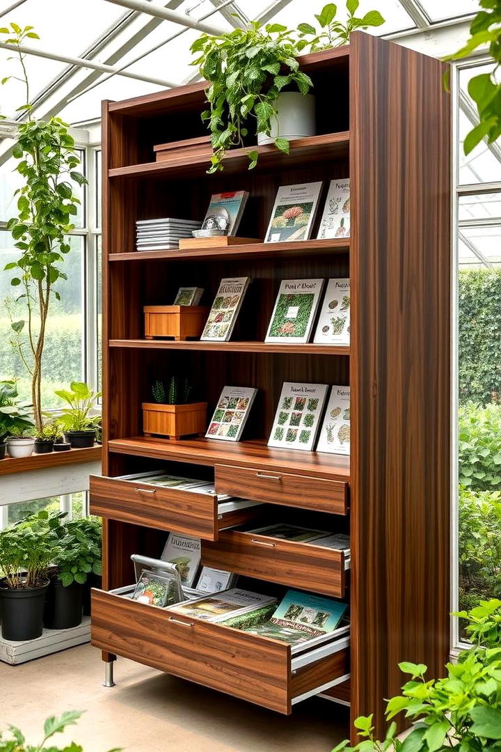 Smart Shelving with Storage Drawers - 30 Greenhouse Shelving Ideas